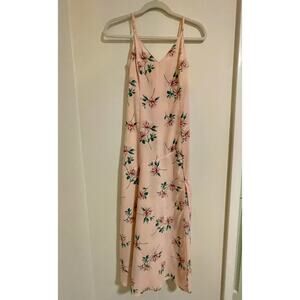 Lush Blush Pink Floral Slip Slit Midi Maxi Dress
